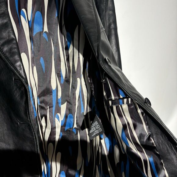 KENNETH COLE REACTION Genuine Leather Black Blazer Jacket Y2K Size M - Picture 13 of 13